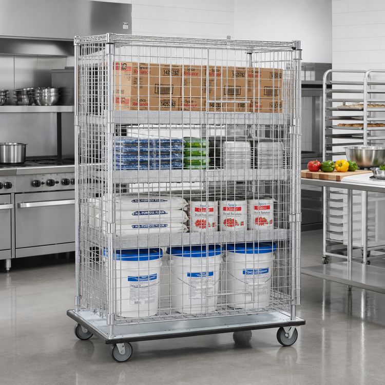 Product image #2 for Metro Super Erecta Mobile Chrome-Plated Wire Security Cage Dolly Truck, 63-1/8 x 28-1/16 x 68-1/2 Inches