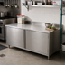 Thumbnail image #2 for BK Resources Stainless Steel Cabinet Base Work Table with Hinged Doors and 5-Inch Back Riser, 72 x 24 Inches