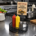 Thumbnail image #2 for Ironworks Semi-Round Black Wrought Iron Tabletop Condiment Caddy with Flat Back and Menu Clips