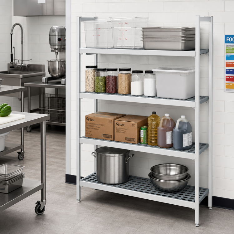 Product image #2 for 4-Tier Perforated Polymer Shelving Expansion Kit, 66-Inch H x 38-Inch W x 18-Inch D