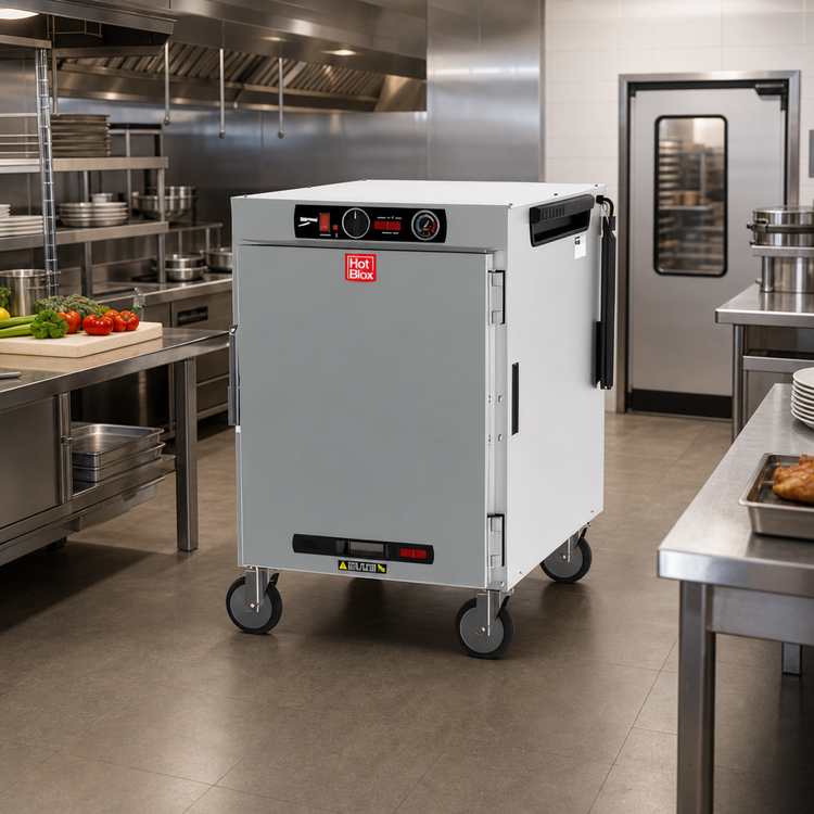 Product image #2 for Metro HotBlox™ Wide 8-Pan Pass-Thru Insulated Holding Cabinet, Analog Control, Solid Front Door/Clear Rear Door, Mobile