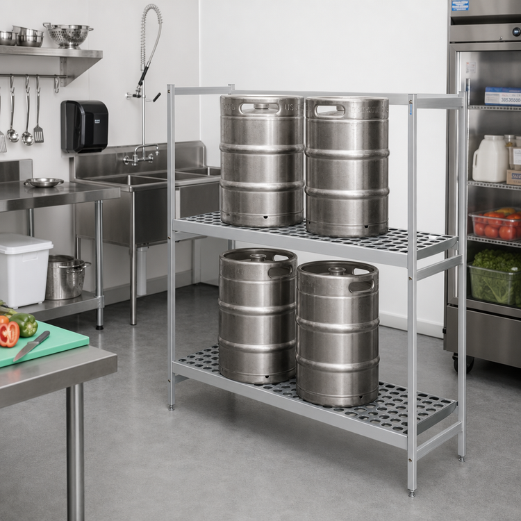 Product image #2 for Fermod 2R42B57 2-Shelf Aluminum Keg Rack, 4-Keg Capacity, 42 x 18 x 57 Inches