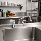 Thumbnail image #2 for Fisher 53740 Stainless Steel 4-Inch Center Deck-Mount Manual Faucet with 6-Inch Swing Spout and Lever Handles