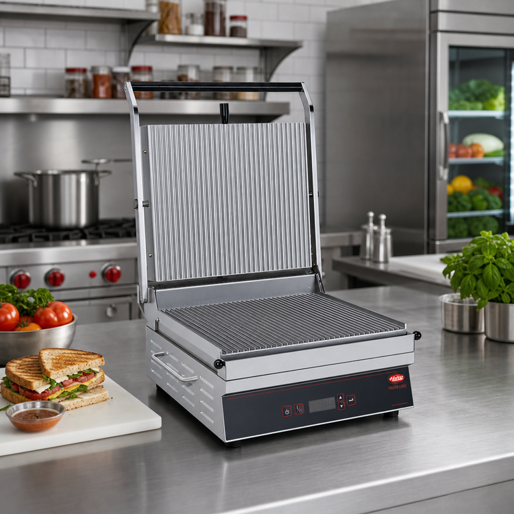 Product image #2 for Hatco PG14G-1 Single Countertop Panini Grill with Grooved Plates