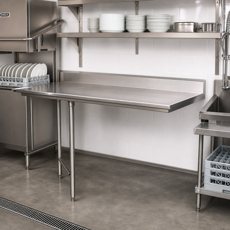 Product image #2 for Eagle Group 48-Inch Straight Clean Dishtable, Left-to-Right, 16/304 Stainless Steel Top
