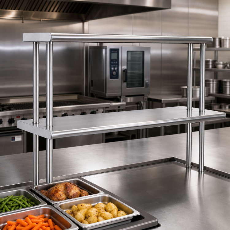 Product image #2 for Flex-Master 48-Inch Stainless Steel Table-Mount Overshelf Post Pair for Hot Food Tables
