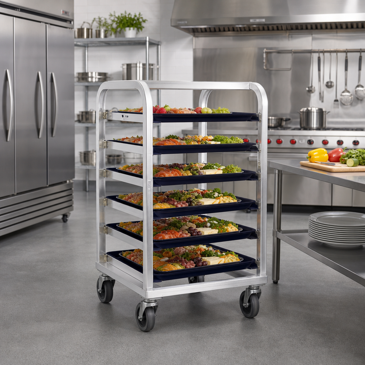 Product image #2 for New Age Mobile End-Loading Aluminum Platter Rack for 6 18 x 26 Platters