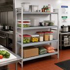 Thumbnail image #2 for Fermod Fermostock 4R42B83 4-Tier Stationary Starter Polymer Shelving Unit, 42"W x 18"D x 83"H, Anodized Aluminum, Gray
