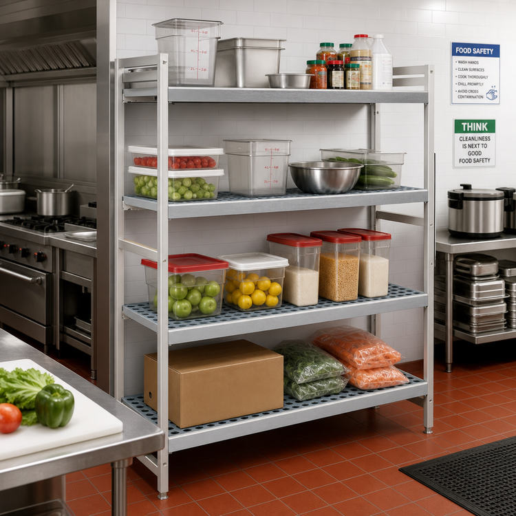Product image #2 for Fermostock 4-Tier Stationary Starter Polymer Shelving Unit, 42"W x 18"D x 83"H