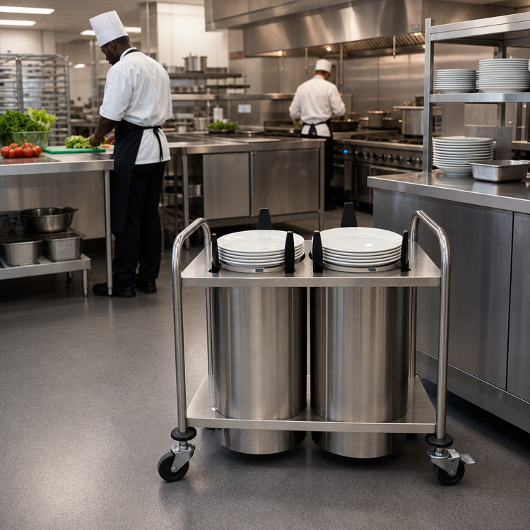Product image #2 for Atlas Metal MOPD2-8-1/8 2-Stack Mobile Open Plate Dispenser for 8-1/8 Inch Round Plates