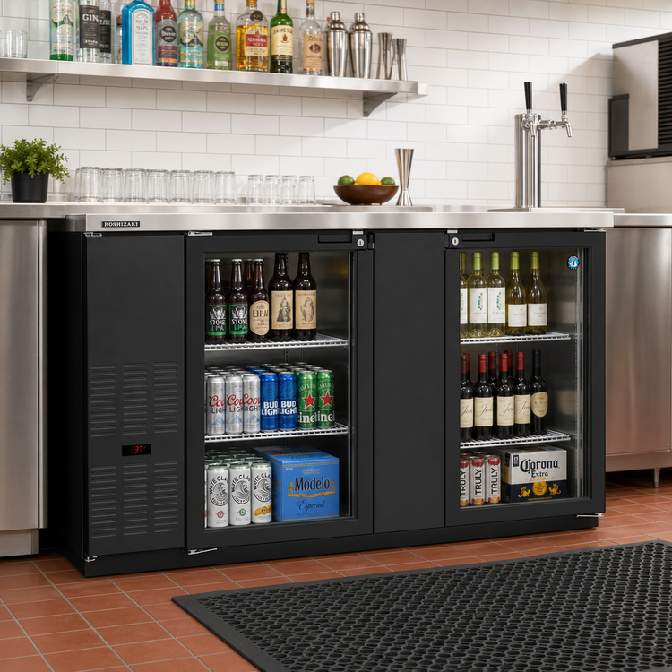 Product image #2 for Hoshizaki BB69-G Two-Section Back Bar Refrigerator with Glass Swing Doors, 69-1/2-Inch
