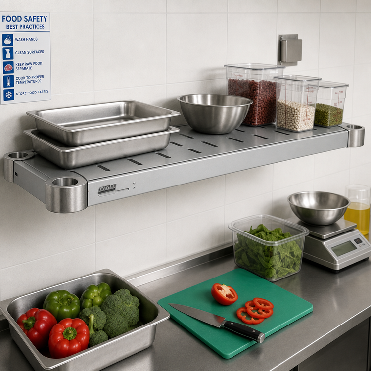Product image #3 for Eagle Group Quik-Set Louvered Solid Shelf, 60 x 18 Inch, 14-Gauge Galvanized Steel, Gray Epoxy Finish
