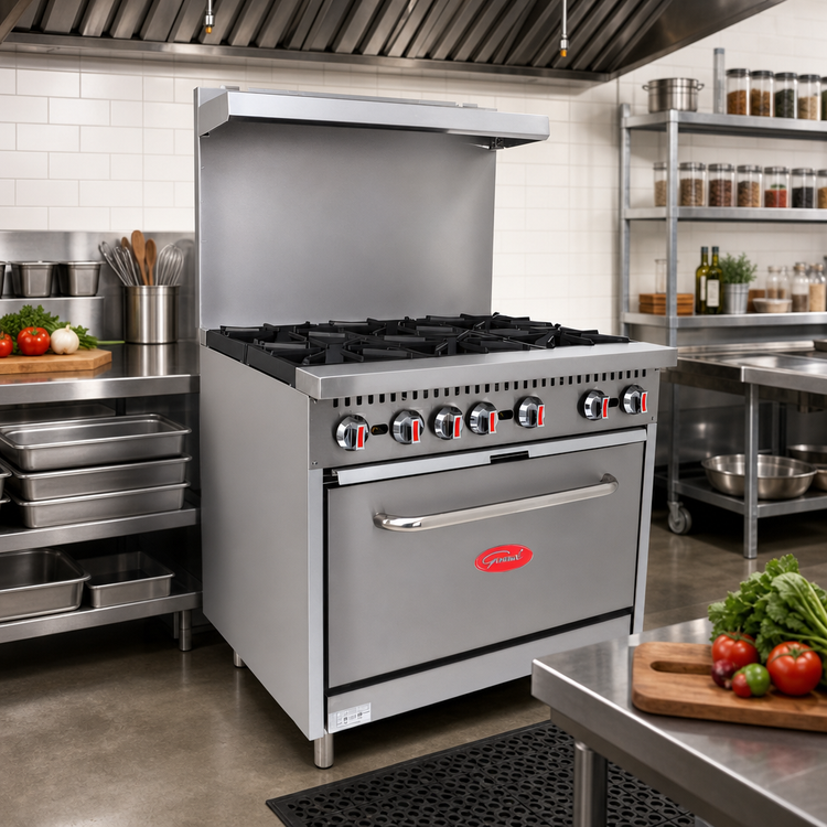 Product image #3 for General 36-Inch Natural Gas Open Burner Range with Convection Oven