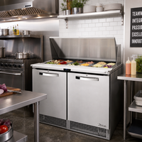 True SPEC Series 48-Inch Two-Section Refrigerated Sandwich/Salad Prep Table, Rear-Mounted Self-Contained Refrigeration, 18 Pan Capacity