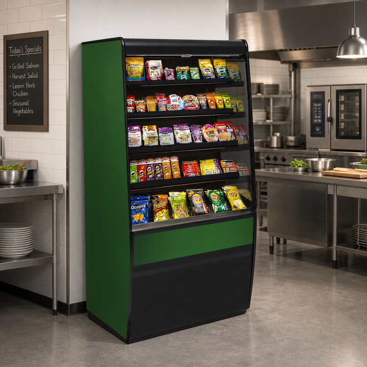Product image #2 for Federal Industries Vision Series Non-Refrigerated Self-Serve High Profile Merchandiser, 24 x 33 x 78 Inches, Curved Ends, 4 Adjustable Shelves