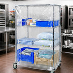 Thumbnail image #2 for Quantum CC187274CVZ Wire Cart Cover, 18"D x 72"W x 74"H, 10-Gauge Clear Vinyl, Zipper Flap