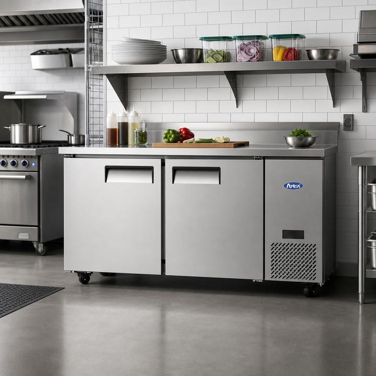 Product image #2 for Atosa 67-Inch 2-Door Reach-In Worktop Refrigerator with 4-Inch Backsplash