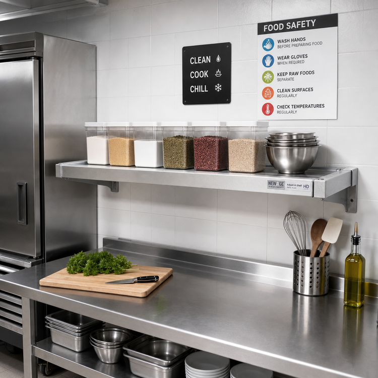 Product image #3 for New Age Adjust-A-Shelf H.D. Series 54"W x 18"D Heavy-Duty Wall-Mounted Aluminum Shelf