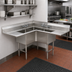 Thumbnail image #2 for Advance Tabco Fabricated NSF 3-Compartment L-Shaped Corner Sink with 18-Inch Drainboards, 16-Gauge 304 Stainless Steel