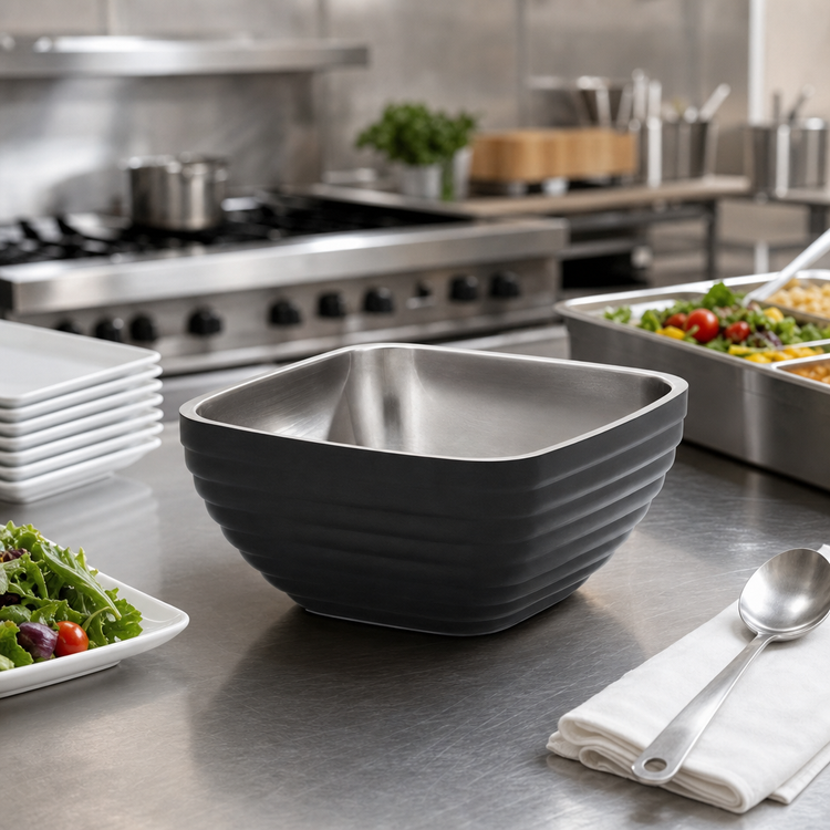 Product image #3 for Vollrath Square Double Wall Insulated Serving Bowl, 8.2 Quart, Classic Black Finish