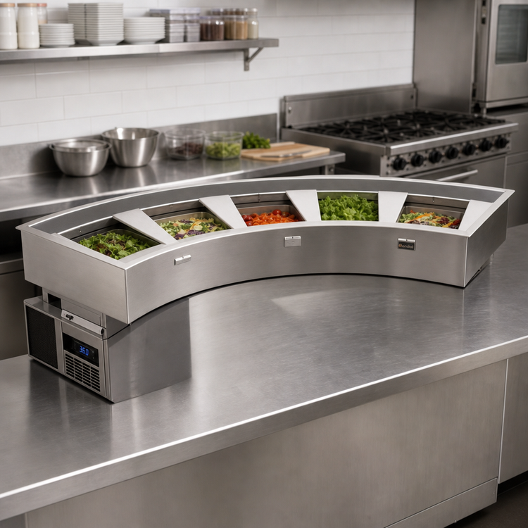 Product image #2 for Randell 30-Inch Drop-In Curved Refrigerated Cold Food Well, 2-Pan, Full-Size, Self-Contained R290