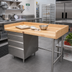 Thumbnail image #2 for Advance Tabco Bakers' Top Wood Work Table with Left 3-Drawer Section, Rear and Side Splash, 48 x 36 Inches