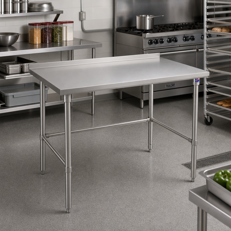 Product image #2 for John Boos Stallion 48" x 30" Stainless Steel Top Work Table with 1-1/2" Rear Riser