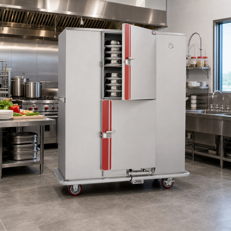 Product image #2 for Classic Carter Mobile Insulated Electric Banquet Holding Cabinet with Dutch Door, 200 Covered Plate Capacity