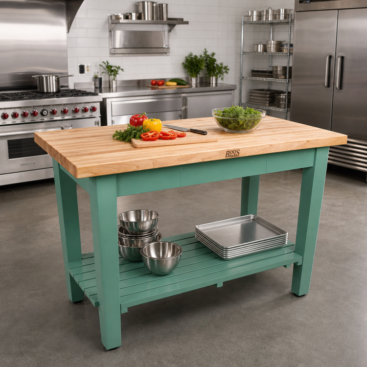 Product image #3 for John Boos Classic Country Wood Top Work Table, 48 x 36 Inches, 1-1/2 Inch Thick Edge Grain Maple Top, Painted Wood Base
