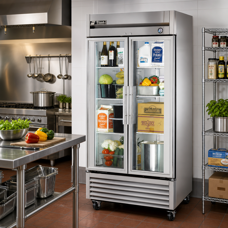 Product image #2 for True Two-Section Framed Glass Door Reach-In Refrigerator, Self-Contained, Bottom-Mounted
