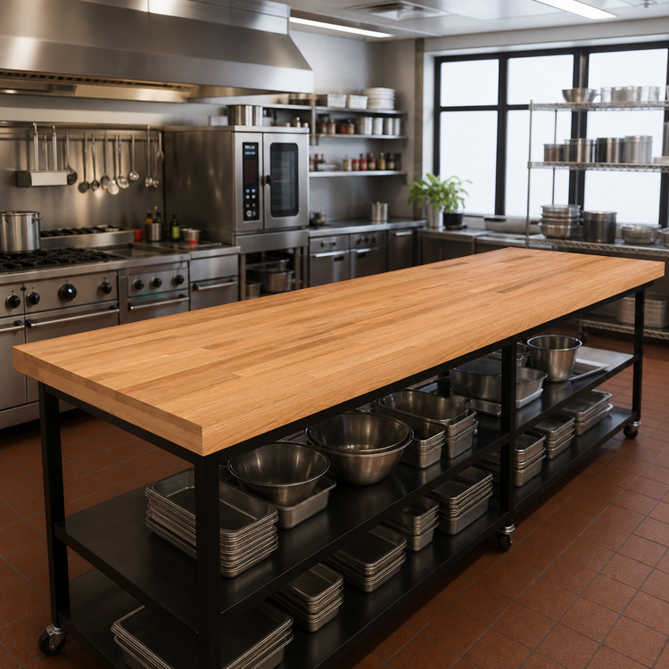 Product image #2 for Appalachian Blended Edge Grain Red Oak Island Countertop, 96 x 27 Inch, Varnique Finish