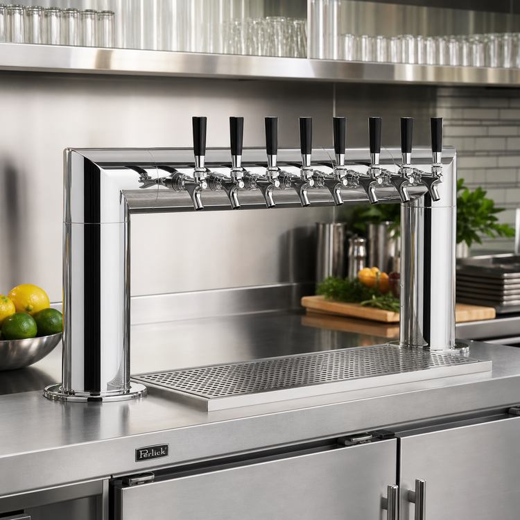 Product image #2 for Perlick Pass-Thru Glycol-Cooled Countertop Draft Beer Tower with 8 Faucets