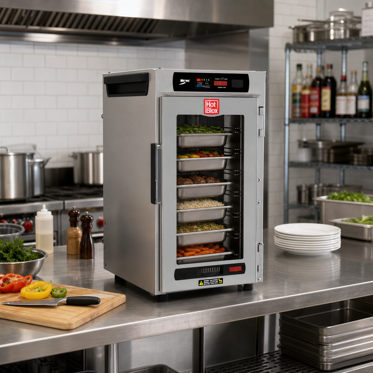 Product image #3 for Metro HotBlox Narrow 8-Pan Pass-Thru Countertop/Stacking Insulated Holding Cabinet, Digital Touchscreen, Clear Front Door/Solid Rear Door