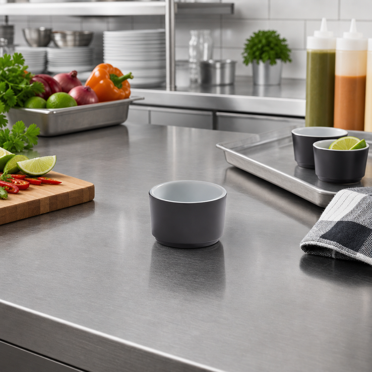 Product image #2 for American Metalcraft 2 oz Round BPA-Free Melamine Sauce Cup, Graphite