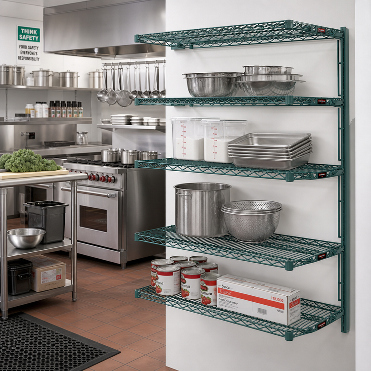 Product image #2 for Eagle Group Valu-Gard 4-Tier Add-On Wire Shelving Unit, 30 x 24 x 63 Inches, Green Epoxy Finish