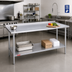 Thumbnail image #2 for Duke 84-Inch x 36-Inch 16-Gauge 400 Series Stainless Steel Work Table with 1-1/8-Inch Straight Riser and Undershelf
