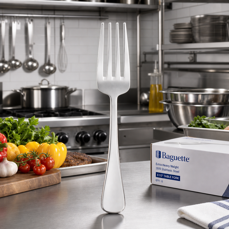 Product image #2 for Baguette Extra-Heavy Weight 8-1/2-Inch Table Fork, 18/8 Stainless Steel