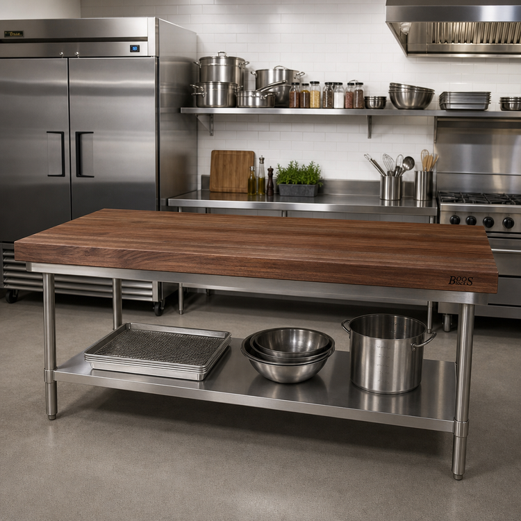 Product image #2 for John Boos Boos Block American Black Walnut Edge-Grain Kitchen Countertop, 84 x 38 x 3 Inch, Flat No-Backsplash