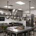 Thumbnail image #2 for John Boos Ceiling-Mounted Single-Bar Stainless Steel Pot Rack with 10 Double Hooks, 115-1/4 Inch
