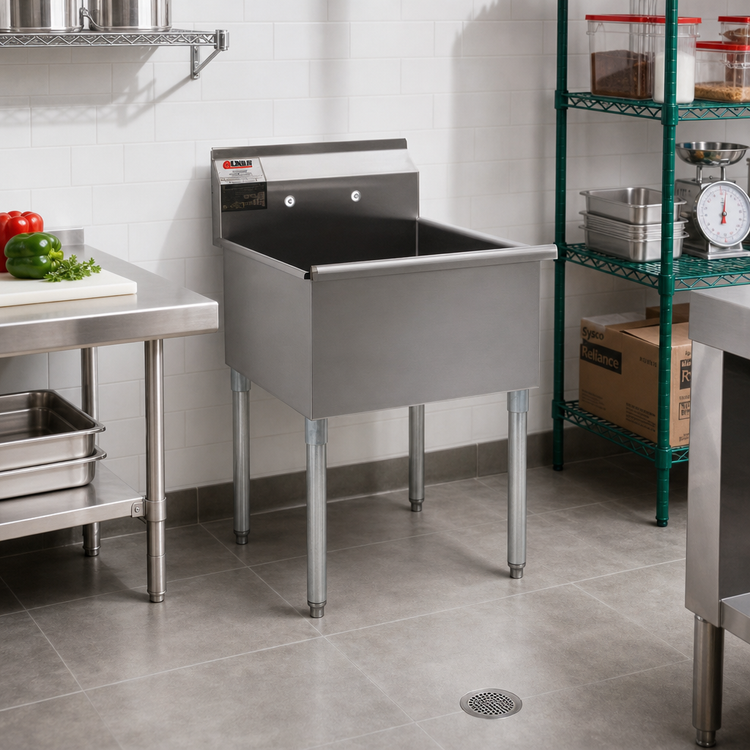 Product image #2 for Eagle Group One-Compartment Floor Model Utility Sink with 18 x 18 x 13-3/8-Inch Bowl, 430 Stainless Steel
