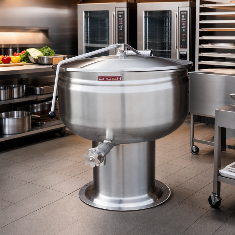 Product image #2 for Crown DP-40F 40 Gallon Direct Steam Full-Jacketed Stationary Kettle