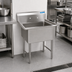 Thumbnail image #2 for BK Resources One-Compartment Stainless Steel Sink, No Drainboard, 15 x 15 x 14 Inch Bowl, 9 Inch Backsplash