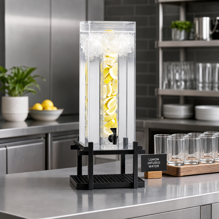 Product image #2 for Cal-Mil One by One 3 Gallon Infusion Chamber Acrylic Beverage Dispenser with Drip Tray, Black