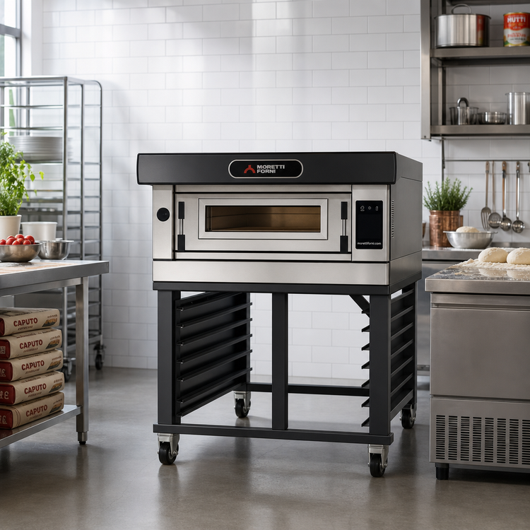 Product image #2 for Moretti Forni Amalfi A C18 Electric Single Deck Pizza Oven with Stand, 26 x 41-Inch Deck, 208V, 3-Phase
