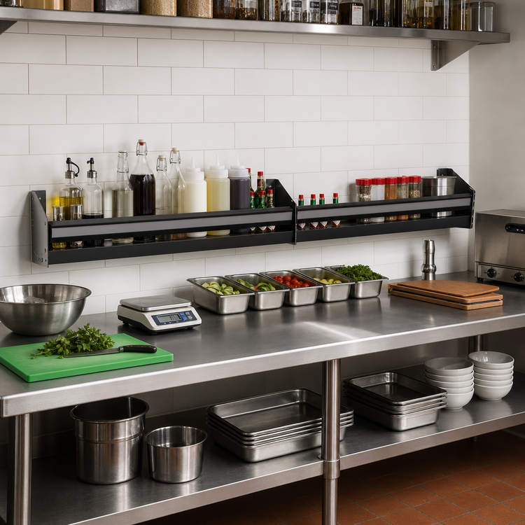 Product image #2 for Glastender 70-Inch Single Wall-Mounted Stainless Steel Speed Rail