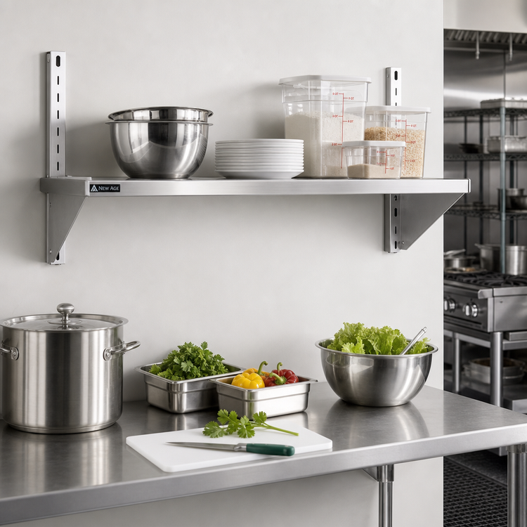 Product image #2 for New Age 20 x 48 Inch Adjustable Solid Aluminum Shelf with Marine Edge