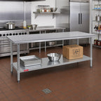Thumbnail image #2 for Duke Manufacturing 314-30108 108-Inch Stainless Steel Work Table with Galvanized Undershelf, 30-Inch Deep, Without Backsplash