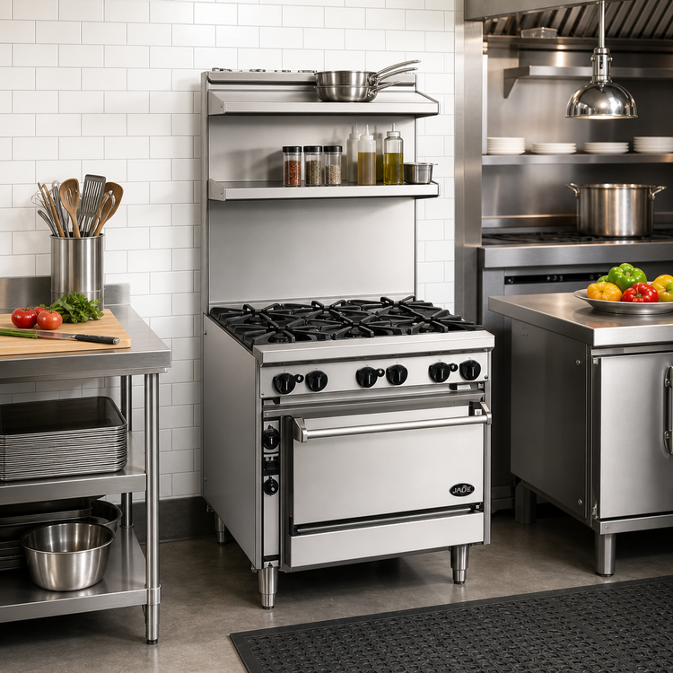 Product image #2 for Jade Bistro 36-Inch Shallow-Depth Gas Restaurant Range with 6 Open Burners and Standard Oven