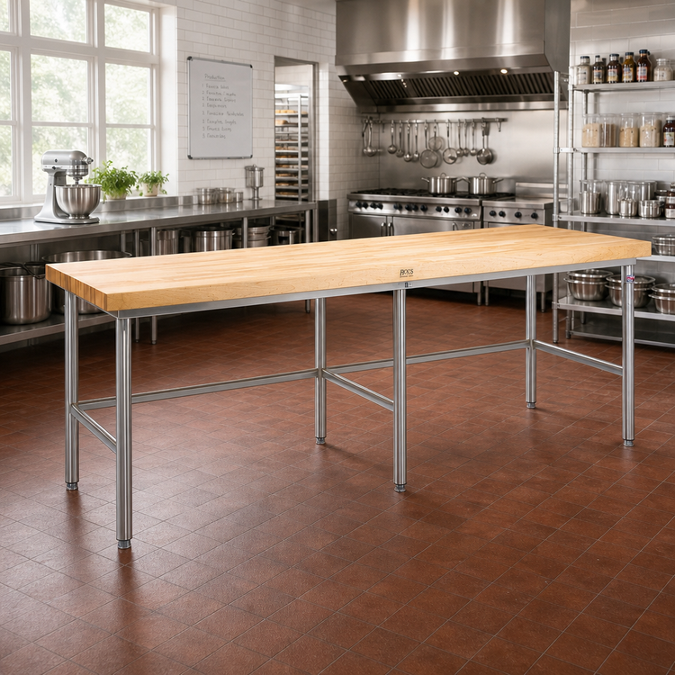 Product image #2 for John Boos Stainless Steel Baker's Table Frame for 108"W x 30"D Top