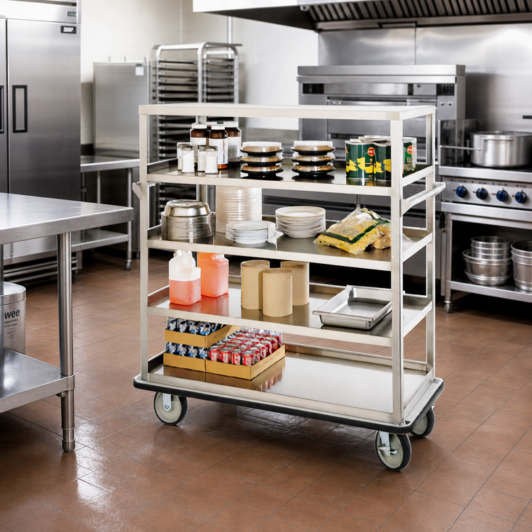 Product image #2 for Queen Mary Stainless Steel Utility Cart with 5 Shelves, 1600 lb. Capacity